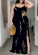 Plus size women printed bodycon strap dress