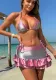 Women sexy contrast bikini short skirt lace-up Swimwear three-piece