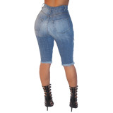 Women Stretch flow Ripped Denim Shorts