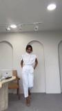 Women Summer Style Top and Belt Pant Two-Piece Set