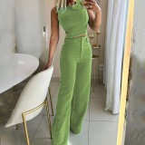 Women casual summer sleeveless top and pant two-piece set