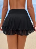 Women Solid mesh sexy beach short skirt pants