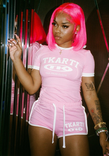 Women retro Top and shorts two-piece set