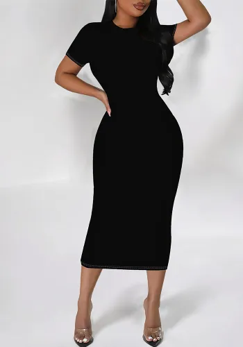 Women solid short-sleeved dress