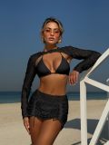 Women solid mesh beach sexy bikini Swimwear set
