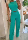Women casual summer sleeveless top and pant two-piece set