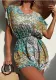 Women printed blouse v-neck Holidays bikini beach dress