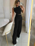 Women casual summer sleeveless top and pant two-piece set