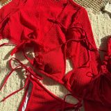 Women Solid sexy summer beach Swimwear Set