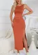 Women summer solid slit sexy suspender nightdress Maxi Dress
