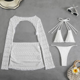 Women sexy solid cover-up beach bikini Swimwear set