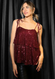 Women Spring Sexy Sequin V-Neck Suspender Top