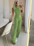 Women casual summer sleeveless top and pant two-piece set