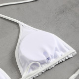 Women solid mesh beach sexy bikini Swimwear set