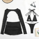 Women sexy solid cover-up beach bikini Swimwear set
