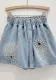Summer Diamond High Waist Wide-Leg Denim Shorts