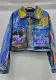 Fashionable Hand-Painted Graffiti Cargo Denim Top Women's Loose Shorts Jacket