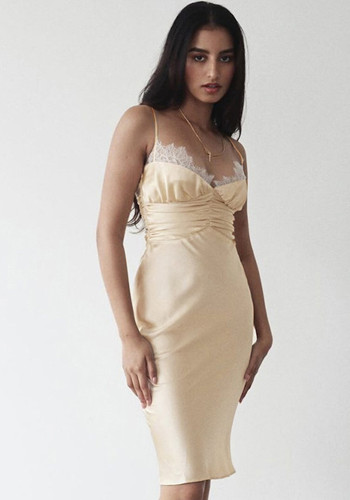 Spring Women's Clothing Sexy Lace Low Back Slim Strap Dress