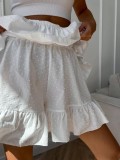Spring Summer Women's Clothing Solid Color High Waist Sexy Cascading Ruffles Shorts
