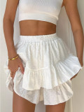 Spring Summer Women's Clothing Solid Color High Waist Sexy Cascading Ruffles Shorts