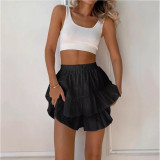 Spring Summer Women's Clothing Solid Color High Waist Sexy Cascading Ruffles Shorts