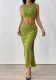 Textured Summer Sleeveless Vest Split Skirt Two-Piece Set