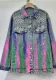Women Spring Loose Diamond Trendy Hand-Painted Denim Jacket