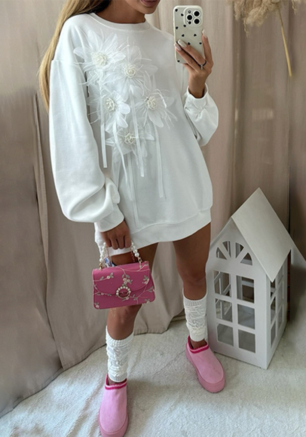 Women White Floral Casual Top