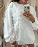 Women White Floral Casual Top