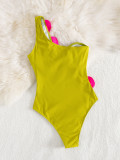 Women Sexy Hollow One-Shoulder One-Piece Swimwear Two Piece Set