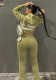 Women street casual hooded print hoodies pants Two Piece Set
