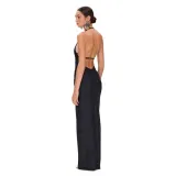 Women Solid V Neck Backless One-Piece Swimwear