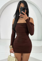 Women long sleeve stretchy solid sexy bodycon dress