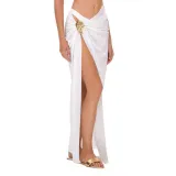 Women Solid V Neck Backless One-Piece Swimwear