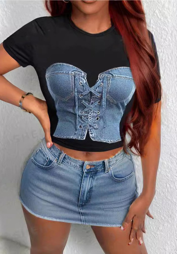 Women printed short sleeve top
