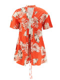 Women Spring Summer Printed Casual Holidays Top and Shorts Two Piece Set