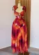 Women Spring Printed Lace Vest Skirt Two Piece Set