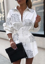 Women long-sleeved printed shirt Dress