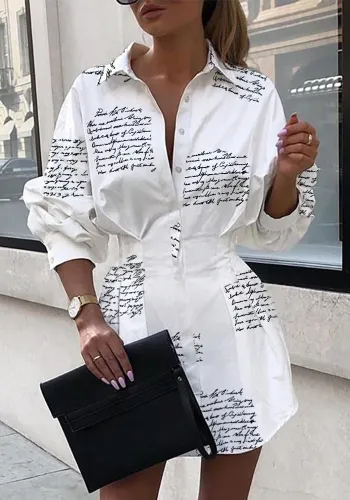 Women long-sleeved printed shirt Dress