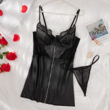Women Hollow Black Lace Patchwork See-Through Sexy Lingerie