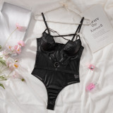 Women Pu-Leather Sexy Lingerie Set