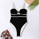 Women Solid Hollow Bikini One-Piece Swimwear