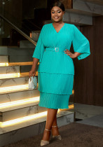Women Ruffle Sleeve Elegant Formal Party Chiffon Dresses