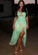 Women Sexy Suspender Wrap Sleeveless Slit Ruffle Edge Dress