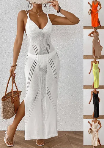 Women's Strap Lace-Up Slit Slim Holidays Beach Long Dress
