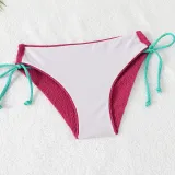 Color Matching Lace-Up Hollow Two Pieces Women's Swimsuit
