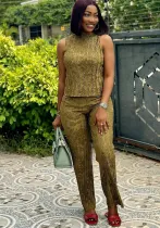 Spring And Summer Africa Women's Sleeveless Printed Top Trousers Two-Piece Set