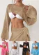 Women's Heart Jacquard Sexy Hollow Knitted Blouse Beach Cover-Up Short Top