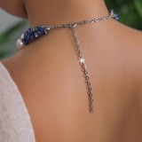 Accessories Bohemian Royal Blue Necklace Women's Clavicle Chain Summer Holidays Retro Necklace
