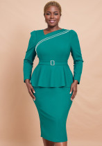 Fashion Beaded Long Sleeve Formal Party Bodycon Dresses